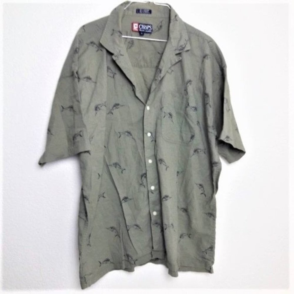 Chaps Ralph Lauren XL Button Down Shirt Fish Swordfish